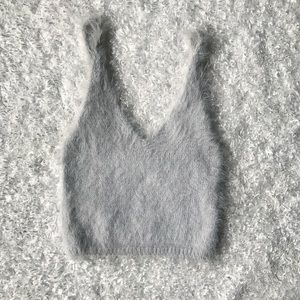 Kimchi Blue Icey blue fuzzy crop tank